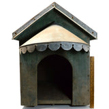 Vintage HOMEMADE DOG HOUSE Wood w/ TIN ROOF! Superb OLD GREEN PAINT & PATINA!!