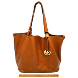 Briefly Used MICHAEL KORS COLGATE SHOULDER TOTE Grab Bag BROWN LEATHER Large MK