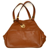 Briefly Used MICHAEL KORS COLGATE SHOULDER TOTE Grab Bag BROWN LEATHER Large MK