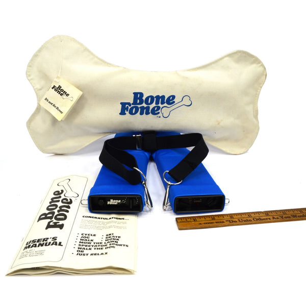 Vintage "BONE FONE" AM/FM RADIO c.1980 Complete in CANVAS CASE! Excellent WORKS!
