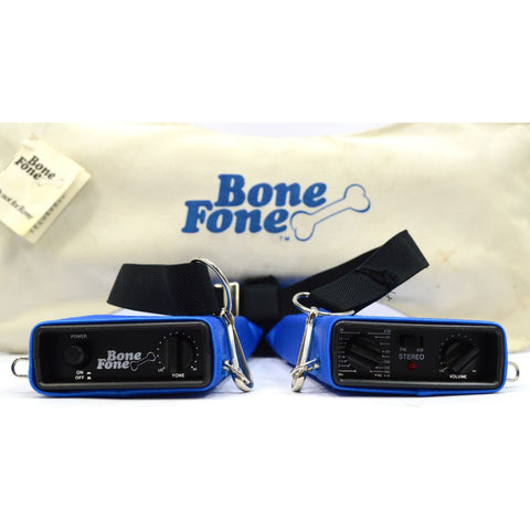 Vintage "BONE FONE" AM/FM RADIO c.1980 Complete in CANVAS CASE! Excellent WORKS!