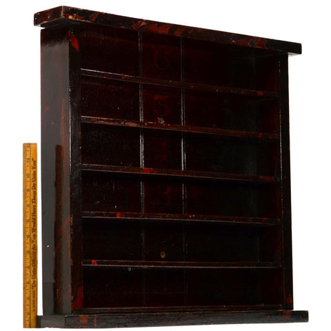 Antique MAHOGANY GOLF BALL DISPLAY SHELF w/ 6 Numbered Shelves 20"x22" SHADOWBOX