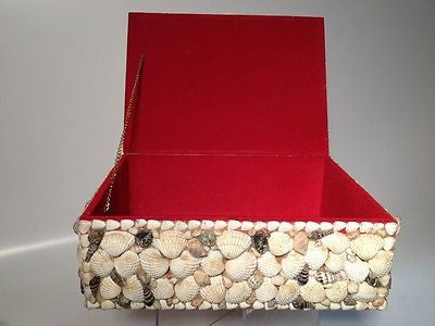 Jewlery Trinket Vintage Box Beautifully Adorned With Seashells