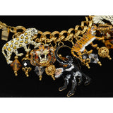 Excellent! LUNCH AT THE RITZ "JUNGLE  BRUNCH" CHARM BRACELET Lion TIGER Monkey +