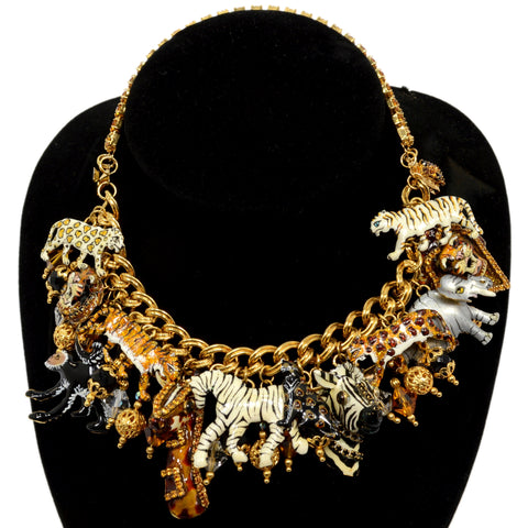 Excellent! LUNCH AT THE RITZ "JUNGLE  BRUNCH" CHARM BRACELET Lion TIGER Monkey +