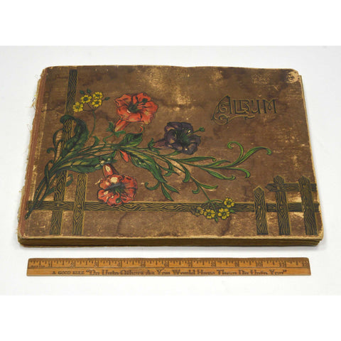 Antique POST CARD ALBUM 21-Pages of 126 Cards AMERICAN INDIAN EPHEMERA SCRAPBOOK