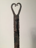 Wrought Iron Coat Rack Primitive Blacksmith Hand Made Wall Hanger - Antique!