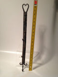 Wrought Iron Coat Rack Primitive Blacksmith Hand Made Wall Hanger - Antique!