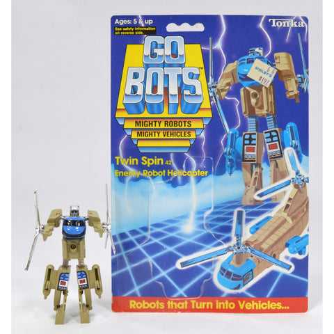Vintage TONKA GOBOTS "TWIN SPIN" #42 Enemy ROBOT HELICOPTER w/ ORIG. CARD-BACK!!
