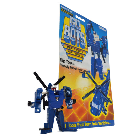 Vintage TONKA GOBOTS "FLIP TOP" #33 Friendly ROBOT HELICOPTER w/ ORIG. CARD-BACK