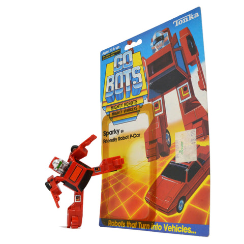 Vintage TONKA GOBOTS "SPARKY" #50 Friendly ROBOT P-CAR Red w/ ORIGINAL CARD-BACK