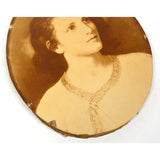 Antique PHOTOGRAPH PORTRAIT OF WOMAN + 10" Oval ORIGINAL MAHOGANY FRAME *Broken*
