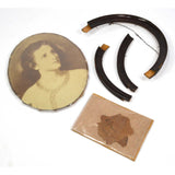 Antique PHOTOGRAPH PORTRAIT OF WOMAN + 10" Oval ORIGINAL MAHOGANY FRAME *Broken*